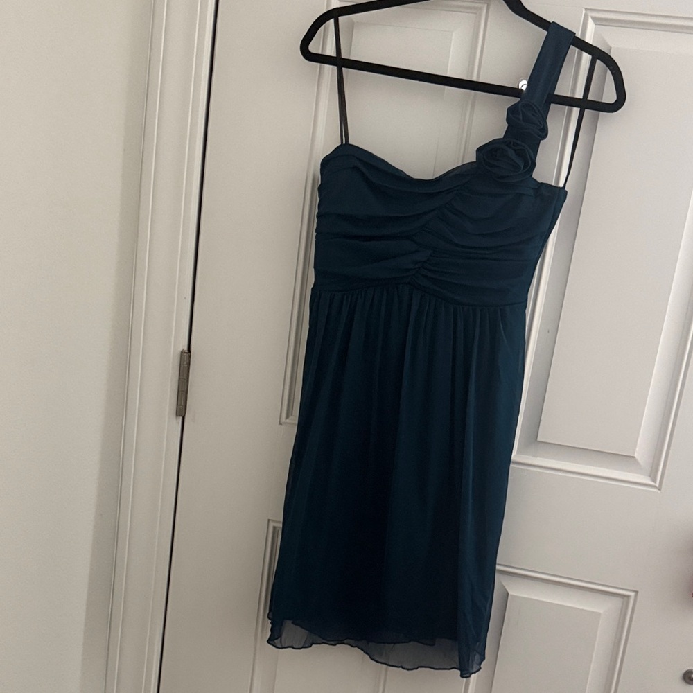 City Triangles One-Shoulder Dark Teal Cocktail Dress